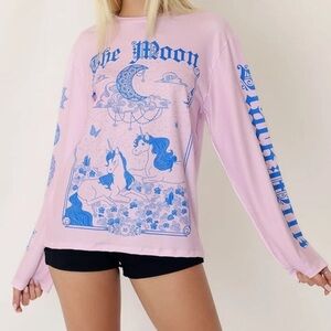 BlackMilk The Moon Long Sleeve Oversized BFT Unicorn Shirt Top Size Medium s